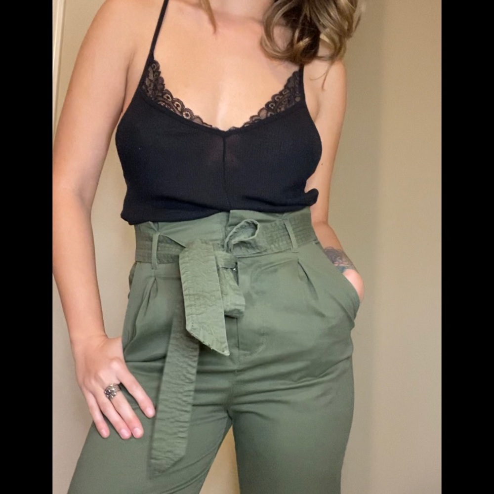 Olive green high waisted pants